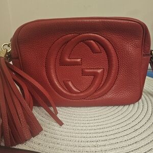 Gucci Soho Disco Red Leather Crossbody Bag Tassel ❤️